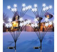 Solar Christmas Lights Outdoor, 4 Pack 32LED Solar Christmas Tree Lights, Solar Star Lights Outdoor Christmas Decoration Waterproof Firefly Solar Lights for Christmas Pathway Yard Garden Ornaments