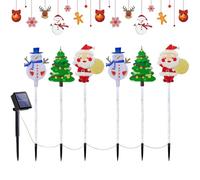 Solar Christmas Lights Outdoor - Solar String Lights, Christmas Light, 6 Pieces Snowman Santa Trees, Santa Stake, for Outdoor Yard, PA Walkway