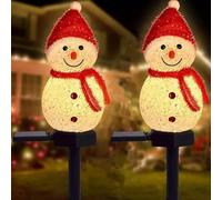 Solar Christmas Snowman Pathway Lights,Waterproof LED Snowman Stake Lights,Solar Xmas Decorations Outdoor,Cute Snow Man Decorative Landscape Light for Xmas Patio Yard Garden Porch