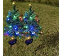 Solar Christmas Tree Lights Holiday Decorations, Outdoor Waterproof Solar Pathway Christmas Tree Stake Lights, Outdoor Courtyards, Gardens, Lawns, Small Path Ligh (2pcs)