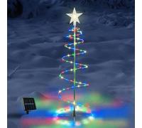 Solar Christmas Tree Outdoor, LED Xmas Solar tree with Star, Spiral Christmas Lights for Garden Pathway, Outdoor Christmas Decorations