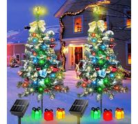 Solar Christmas Tree,Solar Powered Mini Outdoor Christmas Trees,Led Solar Garden Tree Decoration (Gift Box *2)