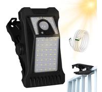 Solar Clip Lights Outdoor - High Brightness LED Lighting | Motion Sensor | IP65 Waterproof USB Charging 3 Lighting Modes | Solar Security Light for Garden Fence Terras