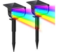 Solar Color Changing Lights Outdoor, Multi-Color RGB Solar Landscape Spotlights, IP65 Waterproof Powered Garden Lights, 2-in-1 Spot Lights for Garden Tree Wall Yard Pathway Decorations (2 Pack)