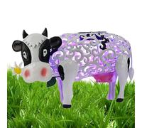 Solar Cow Garden Lamp - Hollow Animal Figurines, Color Shift Outdoor Light | Metal Sculpture Solar Lantern, Lawn Patio Decoration, Eco Powered Night Lamp, Backyard Accent Piece for Outdoor Space