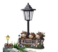 Solar Cows Garden Statue Decorative Animal Decor | Rustic Hand-Painted Finish, Rechargeable LED Lighting, Sturdy and Weather Resistant Construction, Fanti Style