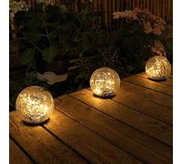 Solar Crackle Glass Ball Ground Lights, Auto On/Off Night Pathway Light for Garden, Home, Party, Gazebo, Patio - Small Ball (10 x 9cm), 1 Pack