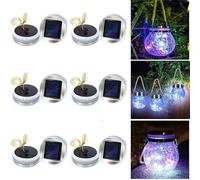 Solar Crackle Glass Globe Jar Lid Lights Replacements Top Part,6Pack 30 LEDs 8cm/3.15Inch Diameter Fairy Firefly Jar Lids,Waterproof Hanging Mason Jar String Lights Lids(Jars Not Included) (Colorful)