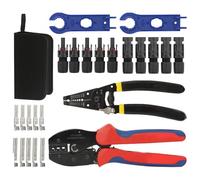 Solar Crimping Tool Kit - Solar Panel PV Cable Crimping Tool with Cable Stripper, Cutting Tool, 5 Pairs MC4 Connectors and 2 Solar Connector Tensioners for 2.5/4.0/6.0 mm²