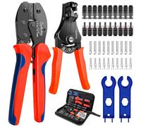Solar Crimping Tool Set for 2.5/4/6 mm² Solar Panel PV Cable, 1xCrimping Tool + 1xWire Stripper + 10 Pairs of Solar Cable Connectors + 9 Pairs Male/Female Solar Plug + 2xSolar Connectors Wrenches