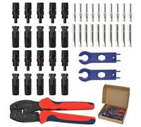 Solar Crimping Tools Set, MC4 Crimping Tool Kit for 2.5/4/6mm² + 12 Pairs Male/Female Connectors + 2pcs Spanner Wrench + 1pcs Crimper Plier, Solar Panel Wiring Tool Kit
