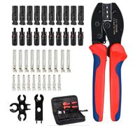 Solar Crimping Tools Set MC4 Crimping Tool Kit for 2.5/4/6mm² Solar Panel PV Cable, 10 Pairs Male/Female Solar Panel Connectors,Solar Photovoltaic Crimper Plier,10 Pairs Copper Needle,2 Spanner Wrench