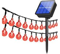 Solar Crystal Ball Lights Outdoor,Waterproof 20ft 30LED Bubble Globe Solar Fairy String Lights 8 Mode for Bistro Garden Yard Home Party Wedding Christmas Decoration (Red)