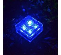 Solar Crystal Brick Light Outdoor Glass Stone Light 4 LED Ice Cube Night Lamp Charming Floor Tiles in-Groud Buried Lights for Garden Lawn Courtyard Path Road Pathway Pond Garage Decoration (Blue)