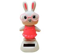 Solar Dancing Bunny, Easter Rabbit Toy, 2.48x3.43x5.39 Inches Powered Car, Dashboard Dancer with Swinging Head, Cute Bunny Figurine for Desk, Decor, Kids Adults Spring