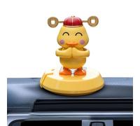 Solar Dancing Figures - Yellow Duck Shaking Head Doll for Interior Decoration | Solar Powered Wobble Dancer Figurines with Parking Number Plate for Friends Women Kids Men Family Adults Children