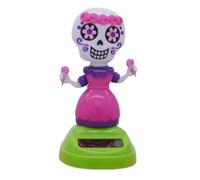 Solar Dancing Figurines - Swinging Skull Head Car Figurines, Festive Halloween Atmosphere | Interactive Play Experience, Featuring a Painted-Face Doll and Head-Shaking Motion, Functional Grip Firmly S