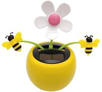 Solar Dancing Flower Sunflower Toys, Solar Dancing Ornament, Car Swinging Dancing Toy Car Windowsill Decoration Honey Bee Swing Toys Solar Power Kits (Yellow)