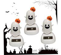 Solar Dancing Toys, 3Pcs Halloween Pumpkin Ghost Swing Figurine, 1.6x3.4 Inch Dancing Solar Toys Cute Figurines for Halloween Car Dashboard Decorations