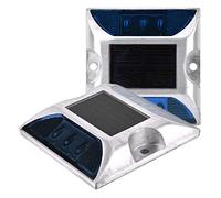 Solar Decking Light, 2-Sided Reflective Road Pavement Marker, 6 LEDS Light Solar Driveway Light, Solar Power Ground Marker Light Waterproof Garden Decor Stud Lamp for Step Sidewalk Ground Pathway