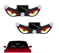 Solar Demon Eye LED Car Window Light, 2PCS Solar USB Dual-Power Devil Eyes Warning Lights, Wireless No Drill Suction Cup Dynamic LED Car Eyes for Cars Windshield Rear Window, SUVs, Trucks (A-2PCS)