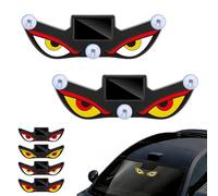 Solar Demon Eye LED Car Window Light, No Drill Suction Cup Devil Eyes Light for Rear Windshield, Solar & USB Rechargeable Animated Suction Cup Warning Lamp for SUV Truck Van RV (2Pcs-G)