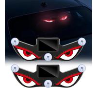 Solar Demon Eye LED Car Window Light, Solar Powered Devils Eyes LED Car Light, Devil Eyes Lights Dynamic Windshield Ambient Lamp with Vibration & Light Sensor for Car, Trucks Window (A-2PCS)