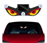 Solar Demon Eye LED Car Window Light, Solar Powered Devils Eyes LED Car Light, Suction Cup Dynamic LED Car Eyes, Vibration Induction Ambient Lighting, for Car, Trucks Window (a)