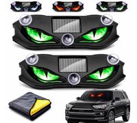 Solar Demon Eye Led Car Window Light, Waterproof Devil Eyes Light, No Drill Suction Cup Dynamic Windshield Ambient Lamp, Wire-Free Led Lighting for Windshield Side Window Suv Truck (Green*2)