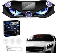 Solar Demon Eye Led Car Window Light, Waterproof Devil Eyes Light, No Drill Suction Cup Dynamic Windshield Ambient Lamp, Wire-Free Led Lighting for Windshield Side Window Suv Truck (Blue)