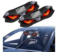 Solar Demon Eye Led Car Window Light, Waterproof Wireless Dynamic Warning Sign, Solar Devil Eye Light, 3 Control Modes, Auto On/Off Blinking, Easy Installation For Suv Truck Van Decoration，Red*2