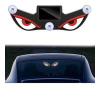Solar Demon Eye LED Car Window Light, Wireless No Drill Solar and USB Powered Devil Eyes Warning Lights, Rechargeable Animated Neon Accent Lamp Decor Gifts for Suvs Trucks Vans (A)