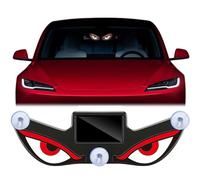 Solar Demon Eye LED Car Window Light,Wireless No Drill Suction Cup Devils Eyes Windshield Lamp,3 Modes,Vibration Sensor,Solar & USB Powered Dynamic Warning Light,Waterproof for SUV,Truck,Van,RV(B)
