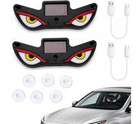 Solar Demon Eye LED Car Window Warning Light, USB-C Rechargeable, 2 PCS