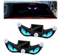 Solar Devil Eye LED Car Window Light, 2PCS No Drill Waterproof，Blue