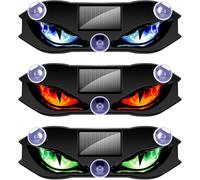 Solar Devil Eye LED Window Lights, 3Pcs Dynamic Warning Car Ambient Lamp | Waterproof Wireless Windshield Demon Eye Light with 150mAh Battery & Suction Cup, Type-C Charging Rear Window Decor Accessory