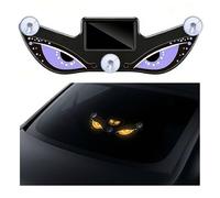 Solar Devil Eyes Led Car Window Light, Wireless No Drill Dynamic Demon Eyes Cars Windshield Warning Lights, Type-c Rechargeable LedEyes Animated Cool Ambient Light for Cars, Suvs, Trucks, Rv (Purple)