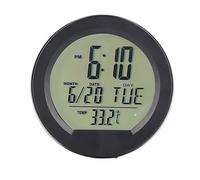 Solar Digital Clock with Temperature Display for Car, 13 x 10 cm Large LCD Display, Automatic Lighting, ABS Housing, Includes 2 x AG13 Batteries (Black)