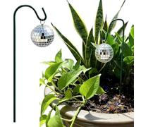 Solar Disco Ball Garden Stakes, Solar-Powered Small Disco Ball Planter Stake, Crackle Glass Mirror Discos Balls Plant Bulb Outdoor Waterproof Globe Stakes Ornament for Patio Lawn Pathway Decorations
