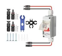 Solar Disconnect Switch DC 500V 32A for Home/Plant Outdoor Waterproof IP65 Impact Resistant IK10 Wall-Mounted PV Distribution Box with MC4 Connectors & Pre-wired Cable (1 In 1 Out)