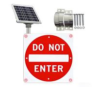 Solar Do Not Enter Sign 24/30 Inch, Flashing LED Traffic Warning Light with Engineering Grade Reflective Surface, Heavy Duty Aluminum Frame for Factory & Private Residence(30in)