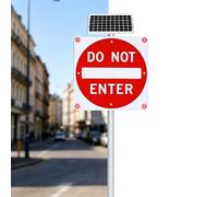 Solar Do Not Enter Sign, Automatic Night Flashing LED Traffic Warning Light with 8 Bright LEDs, Engineer-Grade Reflective Aluminum Street Safety Signal for Driveway & Parking Lot(30in)