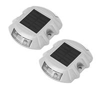 Solar Dock Light, Solar Road Stud Lights with 6 LED, Outdoor Waterproof Lamps for Ground Garden Lawn Deck Pathway (2 Pcs)