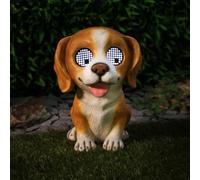 Solar Dog Garden Ornament Large Waterproof Dog figure with Moving Eyes Solar Powered LED Light Up Moving Eyes Auto On At Dusk Statue Unique Garden Figurine