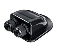 Solar Double Cable Entry Gland Black IP68 Waterproof Cable Entry Plate Solar Photovoltaic Plastic Bracket Curved Cable Connector ABS Dual Cable Entry Housing for Solar Panels of RV, Caravan Boat