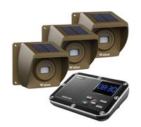 Solar Driveway Alarms Wireless Outdoor 1/3Mile Long Range Weatherproof Rechargeable Motion Directors Home System for DIY Use(W1T3 (Brown))