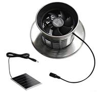 Solar Ducted Ventilation Fan, Solar-Powered 12V Ducted Roof Exhaust Fan | Stainless Steel Quiet, 110 mm Connection, 150 m³/h Airflow, for Bathrooms(metal fan+12W Panel)
