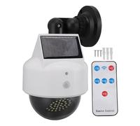 Solar Dummy Security Camera with Flashing LED, Wireless Outdoor/Indoor Fake Surveillance Camera, Motion Sensor & Remote Control, Easy Install Theft Deterrent