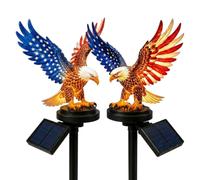 Solar Eagle Garden Light | Patriotic American Eagle Outdoor Statue with Warm LED Light, Waterproof Resin Yard Decor for Lawn, Patio and Memorial & Veterans Gift B)