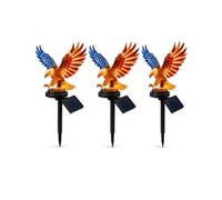 Solar Eagle Garden Light with Stake, 17.8in Personalized Patriotic Bald Eagle Yard Decor, America 250th Anniversary Outdoor Solar Light for 4th of July, Memorial Day, Lawn & Walkway (3Pcs)